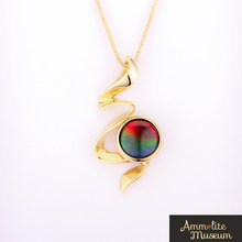 Load image into Gallery viewer, 14K Yellow Gold Ammolite Ribbon Pendant
