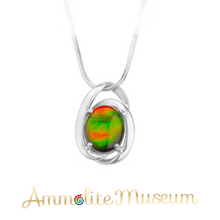 Load image into Gallery viewer, Sterling Silver Oval Harmony Ammolite Pendant