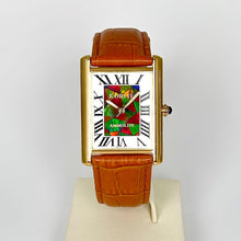 Load image into Gallery viewer, Ammolite Watch- Large- Roman Mosaic Rectangle Watch-Tan Leather Strap (Korite)