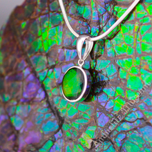 Load image into Gallery viewer, KORITE 14K White Gold Oval Ammolite/Jade Pendant