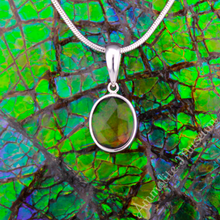 Load image into Gallery viewer, KORITE 14K White Gold Oval Ammolite/Jade Pendant