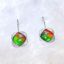 Load image into Gallery viewer, Ammolite Earrings Sterling Silver ORIGINS Quatrefoil Ammolite Earrings