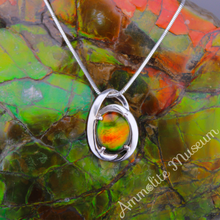 Load image into Gallery viewer, Sterling Silver Oval Harmony Ammolite Pendant