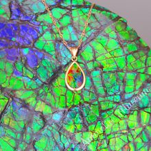 Load image into Gallery viewer, 14K Gold Teardrop Ammolite Pendant