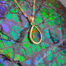 Load image into Gallery viewer, 14K Gold Teardrop Ammolite Pendant