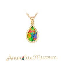 Load image into Gallery viewer, 14K Gold Teardrop Ammolite Pendant