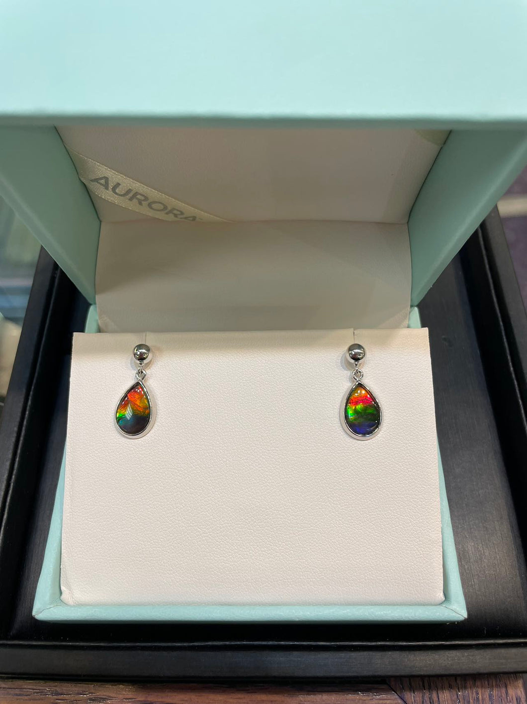 Ammolite White Gold Earrings