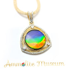 Load image into Gallery viewer, AURORA 14K Gold Classic Triplet Ammolite Pendant with Diamond
