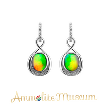Load image into Gallery viewer, Sterling Silver Teardrop Infinity Ammolite Earrings
