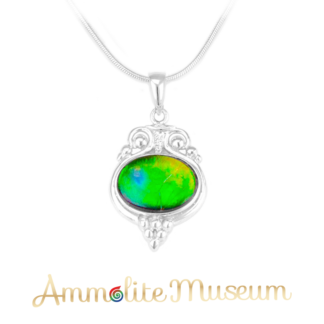Sterling Silver Oval Ammolite Pendant