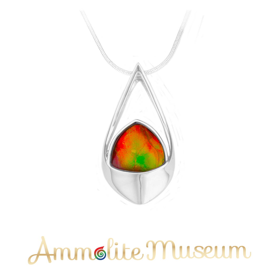Sterling Silver Teardrop Ammolite Pendant