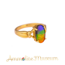 Load image into Gallery viewer, AURORA 14K Yellow Gold Oval Ammolite Ring
