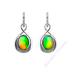 Load image into Gallery viewer, Sterling Silver Teardrop Infinity Ammolite Earrings

