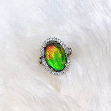 Load image into Gallery viewer, Ammolite Ring Sterling Silver KNOTS Ring
