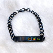 Load image into Gallery viewer, Ammolite Bracelet Matte Black Titanium MIDNIGHT Bracelet KORITE MEN&#39;S COLLECTION
