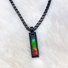 Load image into Gallery viewer, Ammolite Pendant Matte Black Titanium MIDNIGHT Bracelet KORITE MEN&#39;S COLLECTION
