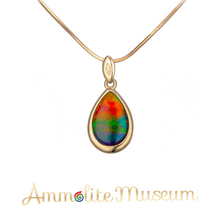 Load image into Gallery viewer, 14K Gold Teardrop Ammolite Pendant
