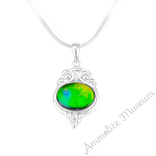 Load image into Gallery viewer, Sterling Silver Oval Ammolite Pendant
