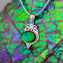 Load image into Gallery viewer, Sterling Silver Oval Ammolite Pendant
