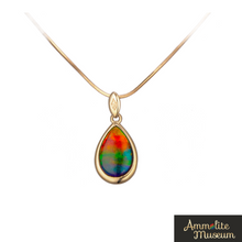 Load image into Gallery viewer, 14K Gold Teardrop Ammolite Pendant
