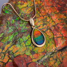 Load image into Gallery viewer, 14K Gold Teardrop Ammolite Pendant
