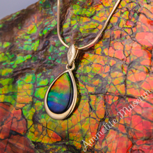 Load image into Gallery viewer, 14K Gold Teardrop Ammolite Pendant
