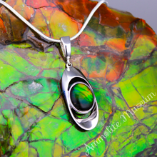 Load image into Gallery viewer, Sterling Silver Oval Ammolite Pendant

