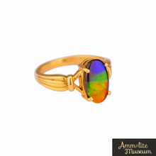 Load image into Gallery viewer, AURORA 14K Yellow Gold Oval Ammolite Ring
