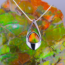 Load image into Gallery viewer, Sterling Silver Teardrop Ammolite Pendant
