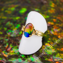 Load image into Gallery viewer, AURORA 14K Yellow Gold Oval Ammolite Ring
