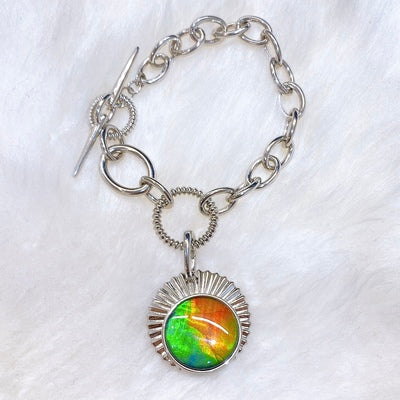 Ammolite Bracelet Sterling Silver ORIGINS Chain Link Bracelet