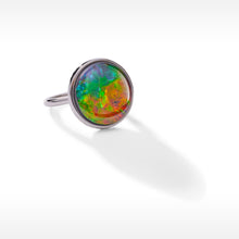 Load image into Gallery viewer, Ammolite Ring Sterling Silver ORIGINS Round Ammolite Ring
