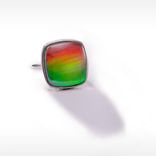 Load image into Gallery viewer, Ammolite Ring Sterling Silver ORIGINS Cushion Ammolite Ring
