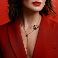 Load image into Gallery viewer, Ammolite Necklace 18k Gold Vermeil RADIANT Slider Necklace with Garnet and Citrine
