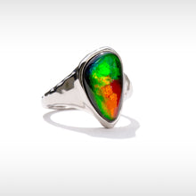 Load image into Gallery viewer, Ammolite Ring Sterling Silver WAVES Ring

