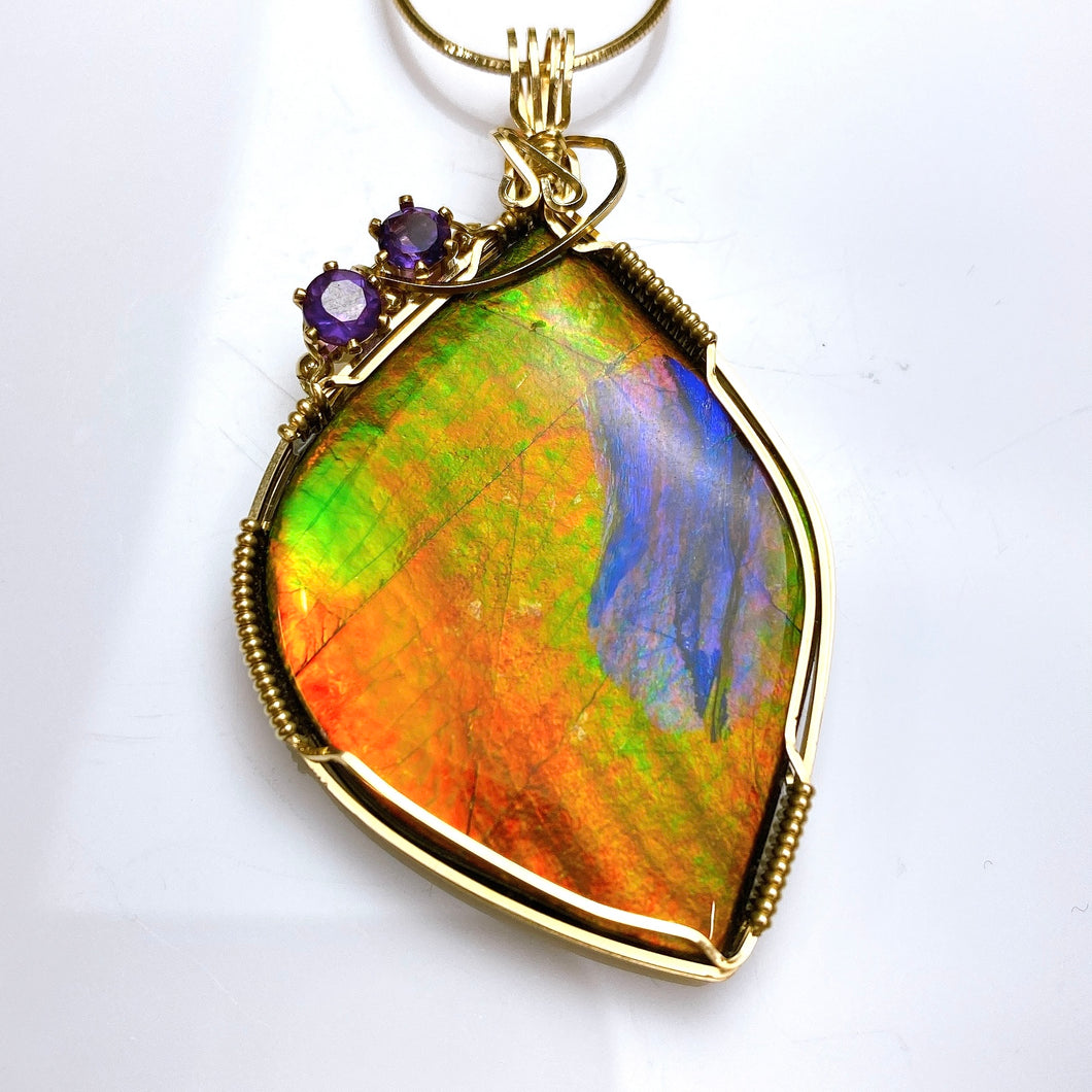 Z-Gold Filed Natural Ammolite Necklace