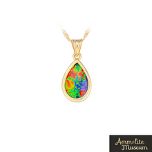 Load image into Gallery viewer, 14K Gold Teardrop Ammolite Pendant
