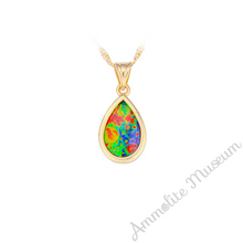 Load image into Gallery viewer, 14K Gold Teardrop Ammolite Pendant
